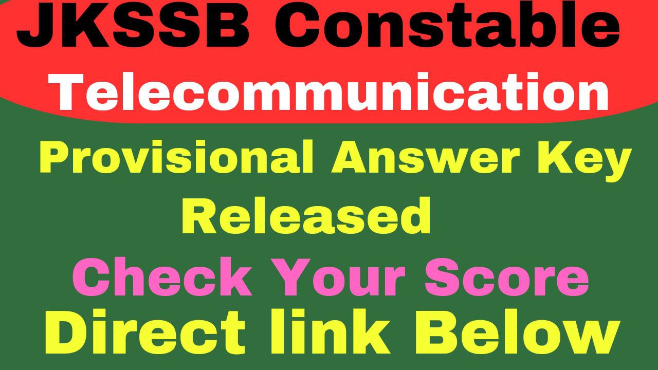 JKSSB Constable (Telecommunication) Provisional Answer Key